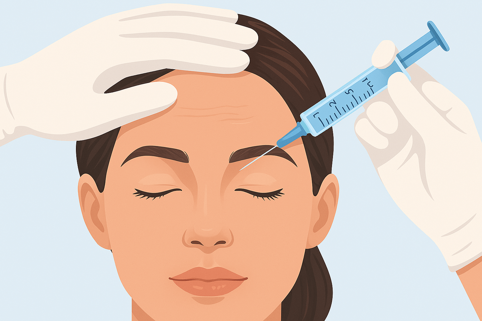 Collagen injection procedure – close-up of forehead treatment