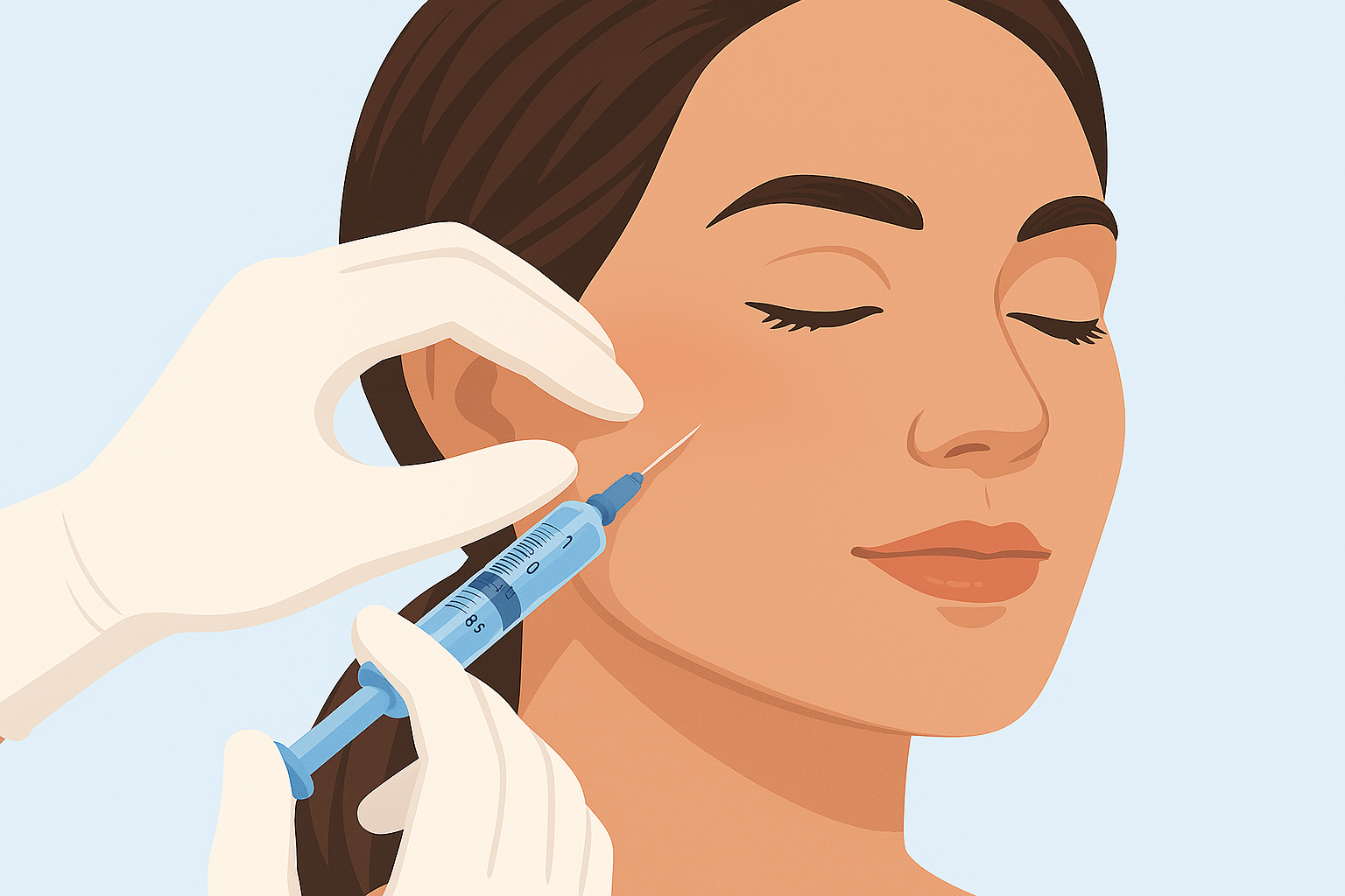 Collagen injection treatment - close-up of procedure