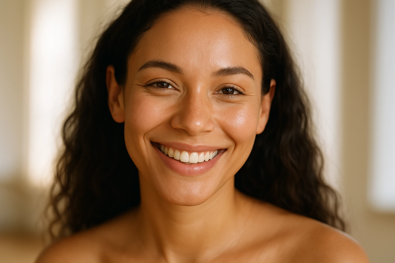 Smiling woman glowing after skin rejuvenation treatment benefits