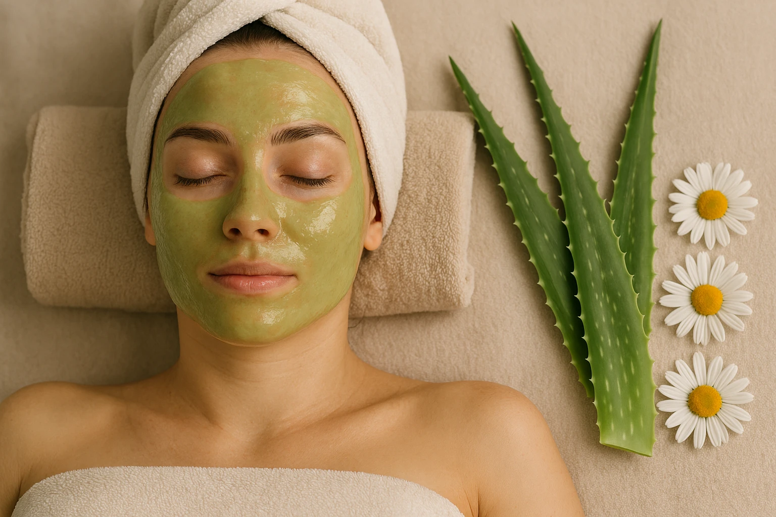 Calming green-tea mask soothing sensitive skin rejuvenation benefits