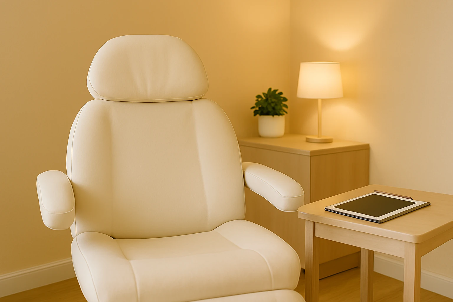 Welcoming consultation room for skin rejuvenation treatment booking